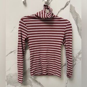 Levi's Red and White Striped Dreamy Turtleneck Long Sleeve Shirt